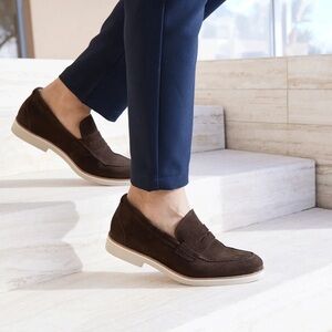 Samuel Hubbard Men's 10.5 Brown Nubuck Slip-On Casual Shoes. Leather